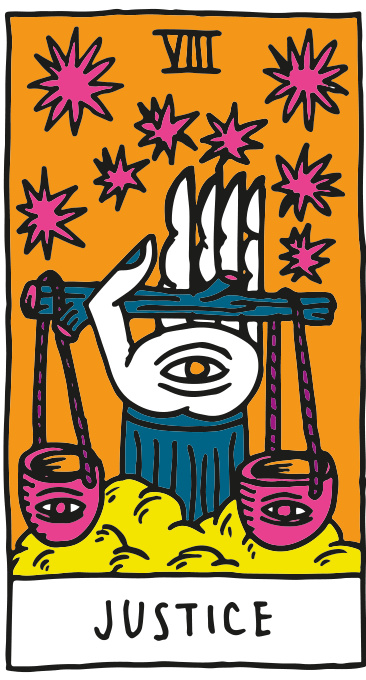 Justice — SuperBlast tarot illustration for RVCA